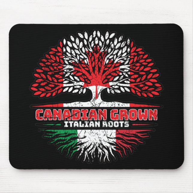 Italy Italian Canadian Canada Tree Roots Flag Mouse Pad (Front)