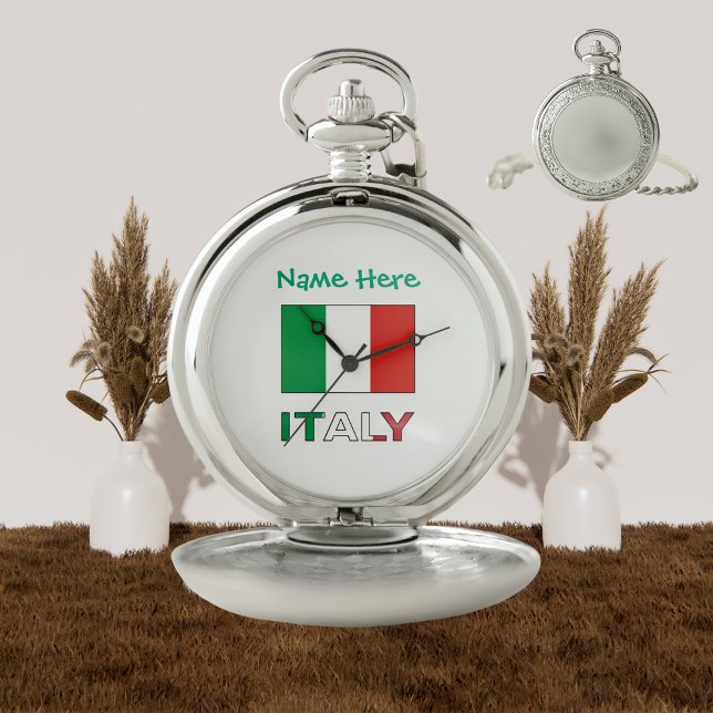 Italy Italian Flag Blank Green Personalization  Pocket Watch (Creator Uploaded)