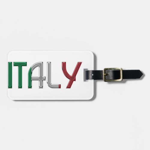 Italy Italian Flag Colors Typography Luggage Tag