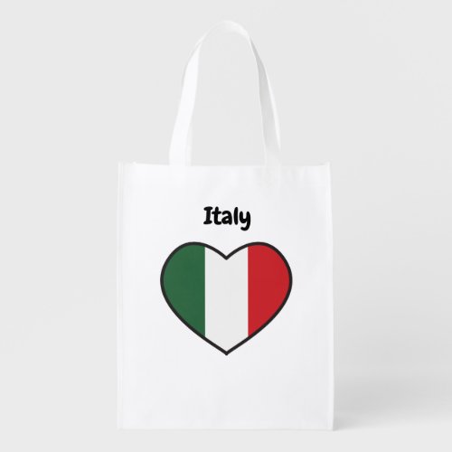 Italy _ Italian flag colours in heart shape Grocery Bag