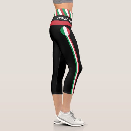 Italy  Italian Flag fashion Fitness Sports Blk Capri Leggings