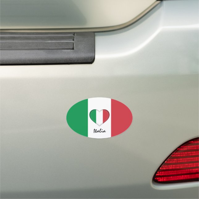 Italy & Italian Flag, Heart /car travel sticker Car Magnet (In Situ)