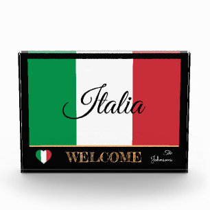 Italy & Italian Flag house / sports Welcome Photo Block