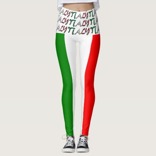 Italy Italian Flag il Tricolore Typography Funny Leggings