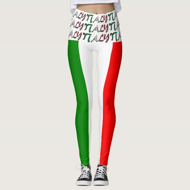 Italy Italian Flag il Tricolore Typography Funny Leggings (Front)