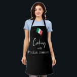 *~* Italy Italian Flag Italia  Cooking Apron<br><div class="desc">Italy Italian Italia Apron - choose your size. * Energetically enhanced Apron from when you are cooking those great Italian meals for the Famiglia ELEGANT CLASSY WHITE BLACK GREEN RED ITALIAN FLAG design on a BLACK background ADULT APRON The text is "COOKING WITH ITALIAN PASSION". Included is a WATERCOLOR of...</div>