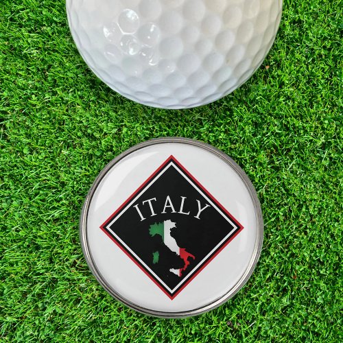 Italy Italian Flag Italia Map Black Diamond Golf Ball Marker