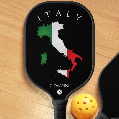 Italy Italian Flag Italia Map Black Pickleball Paddle