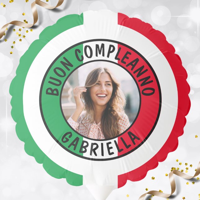 Italy Italian Flag Italia Photo Happy Birthday Balloon (Italy Italian flag pho buon compleanno happy birthday balloon)