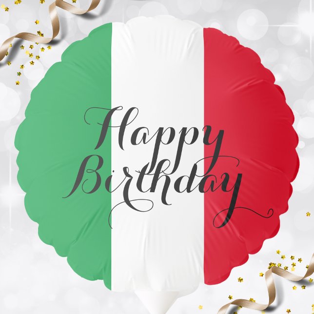 Italy Italian Flag Red White Green Happy Birthday Balloon (Italy Italian flag happy birthday party balloon)