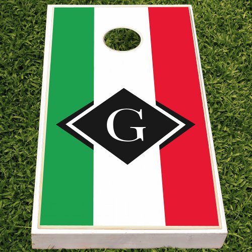 Italy Italian Flag Red White Green Italia Initial Cornhole Set