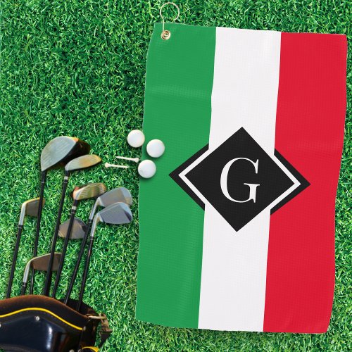 Italy Italian Flag Red White Green Italia Initial Golf Towel