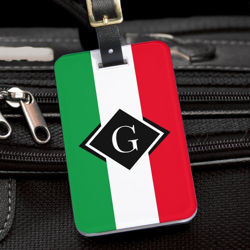 Italy Italian Flag Red White Green Italia Initial Luggage Tag
