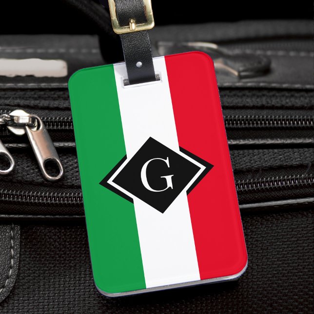 Italy Italian Flag Red White Green Italia Initial Luggage Tag (italy italian flag monogram luggage tag)