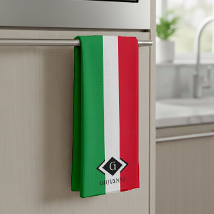 Italy Italian Flag Red White Green Italia Monogram Kitchen Towel
