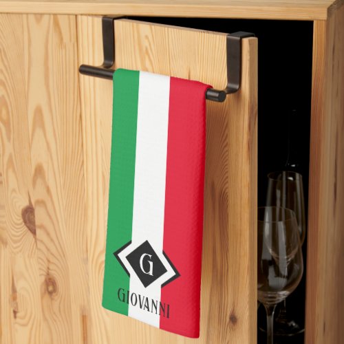 Italy Italian Flag Red White Green Italia Monogram Kitchen Towel