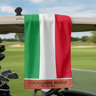 Italy Italian Flag Red White Green Name Golf Towel