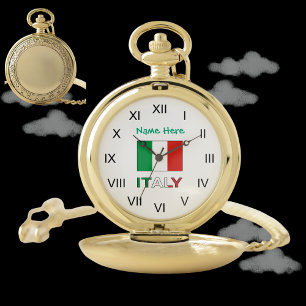 Italy Italian Flag Roman Green Personalization Pocket Watch