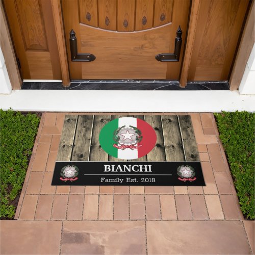 Italy  Italian Flag Rustic Wood  Family Doormat