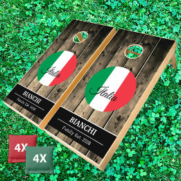 Italy & Italian Flag Rustic Wood / Family fun Cornhole Set