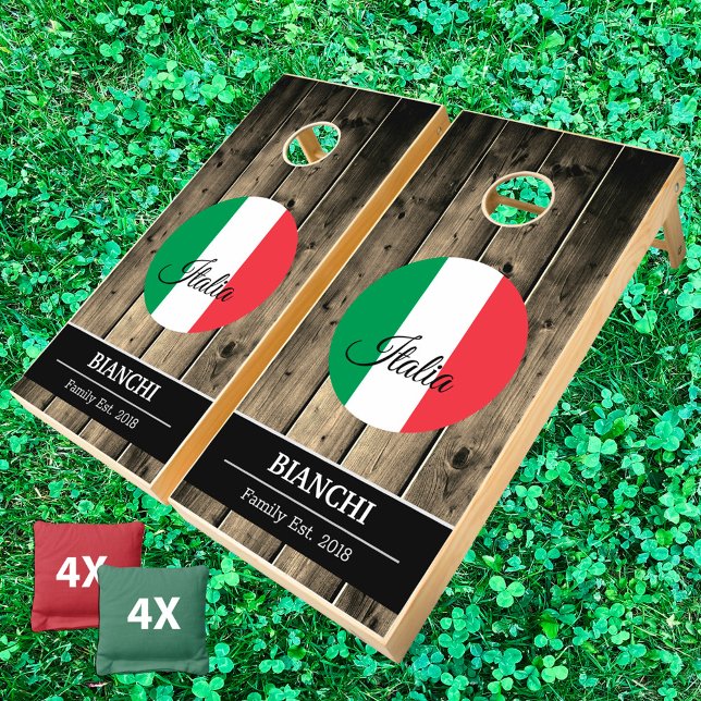 Italy & Italian Flag Rustic Wood / Family fun Cornhole Set (Creator Uploaded)