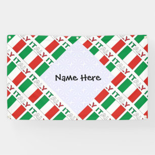 Italy Italian Flag Tiled Black Personalization Banner