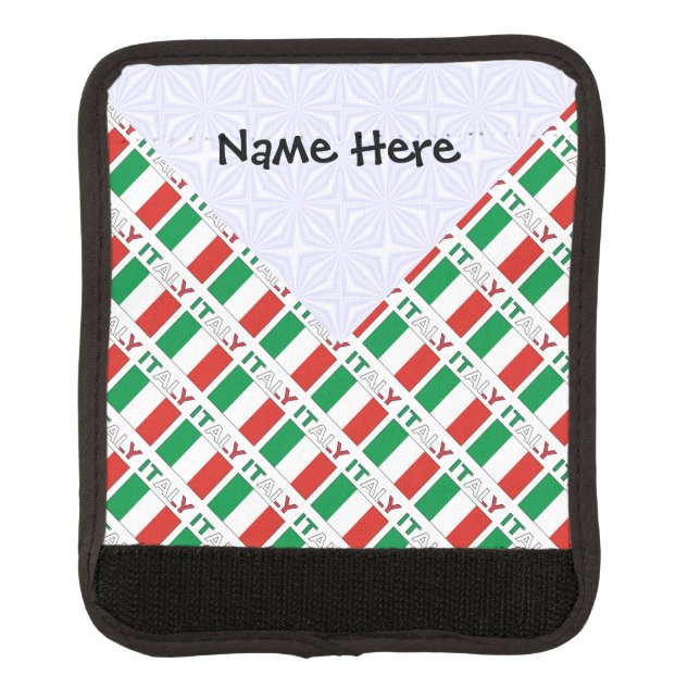Italy Italian Flag Tiled Black Personalization  Luggage Handle Wrap (Front)