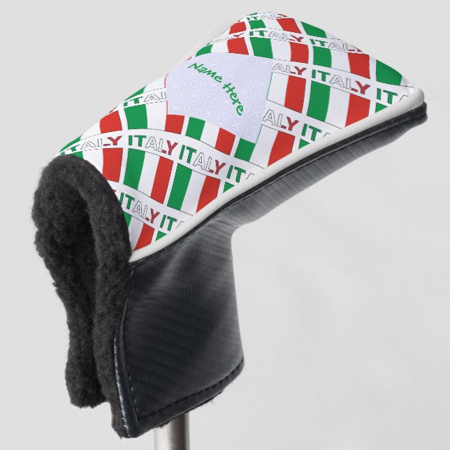 Italy Italian Flag Tiled Green Personalized Golf Head Cover (3/4 Front)