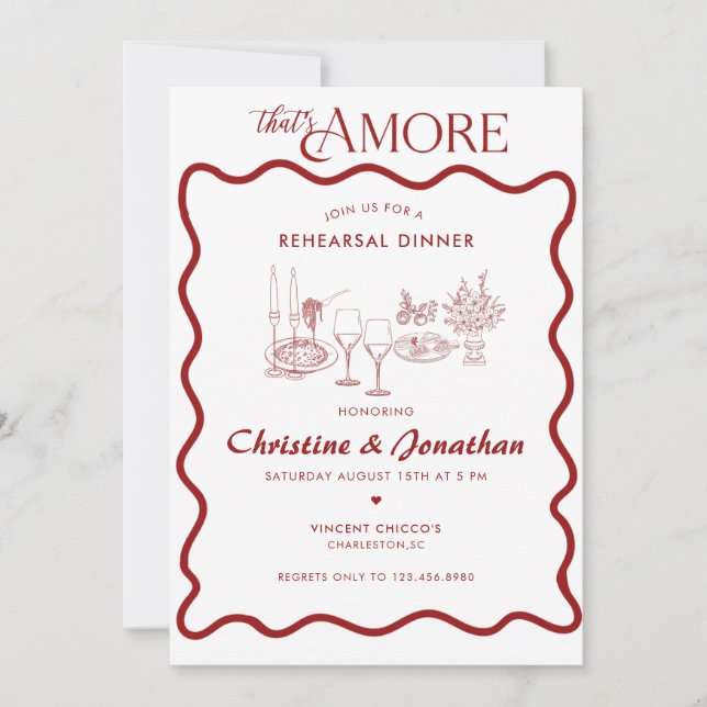 Italy | Italian Food | Rehearsal Dinner   Invitation (Front)