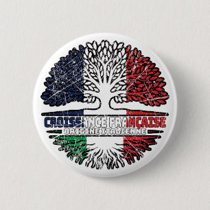 Italy Italian French France Tree Roots Flag Button