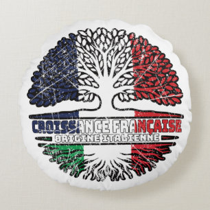 Italy Italian French France Tree Roots Flag Round Pillow