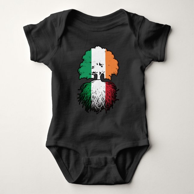 Italy Italian Irish Ireland Tree Roots Flag Baby Bodysuit (Front)