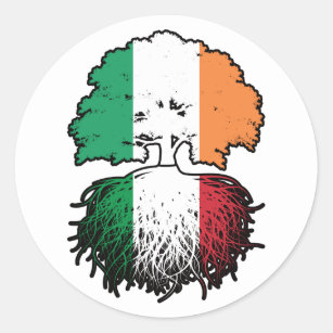 Italy Italian Irish Ireland Tree Roots Flag Classic Round Sticker