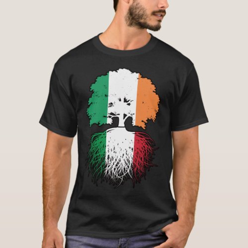 Italy Italian Irish Ireland Tree Roots Flag T_Shirt