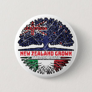 Italy Italian New Zealander New Zealand Tree Roots Button