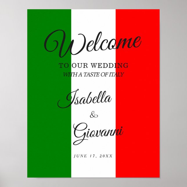 Italy Italian Wedding Welcome Sign (Front)