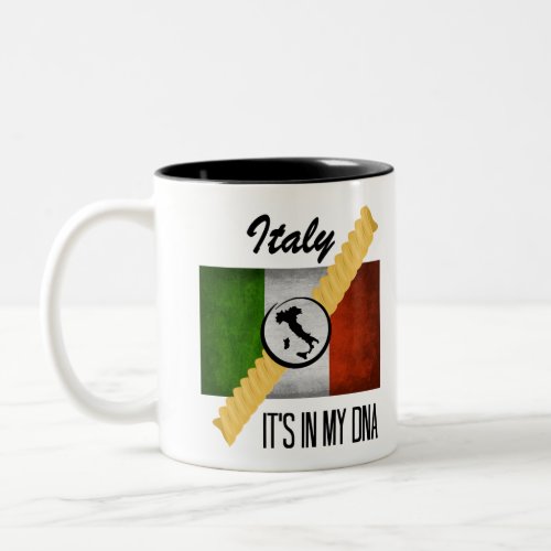 Italy Its in My DNA Ancestry Italian Flag Rotini Two_Tone Coffee Mug