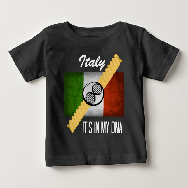 Italy It's in My DNA Molecule Italian Flag Rotini Baby T-Shirt (Front)