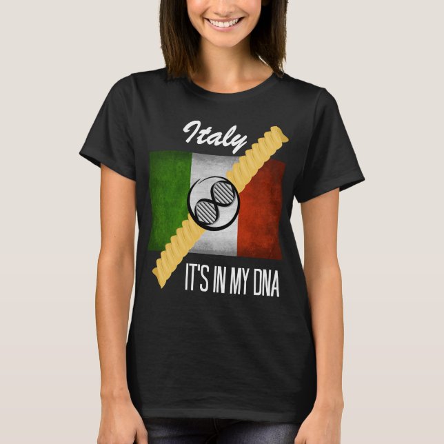 Italy It's in My DNA Molecule Italian Flag Rotini T-Shirt (Front)