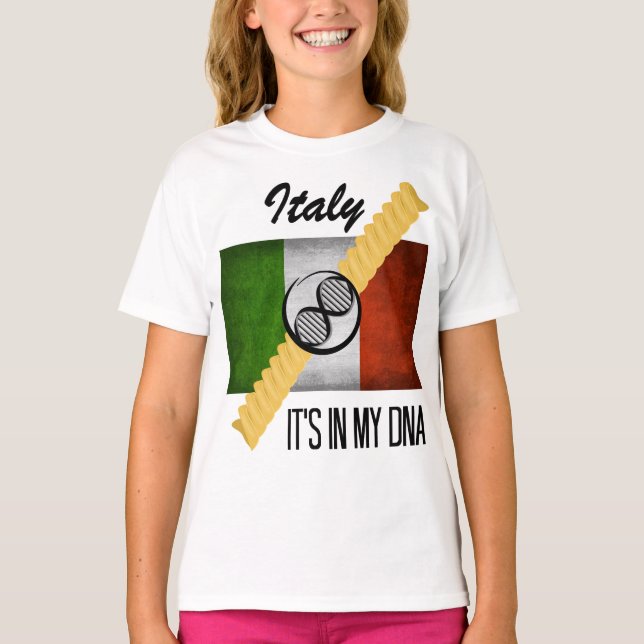 Italy It's in My DNA Molecule Italian Flag Rotini T-Shirt (Front)