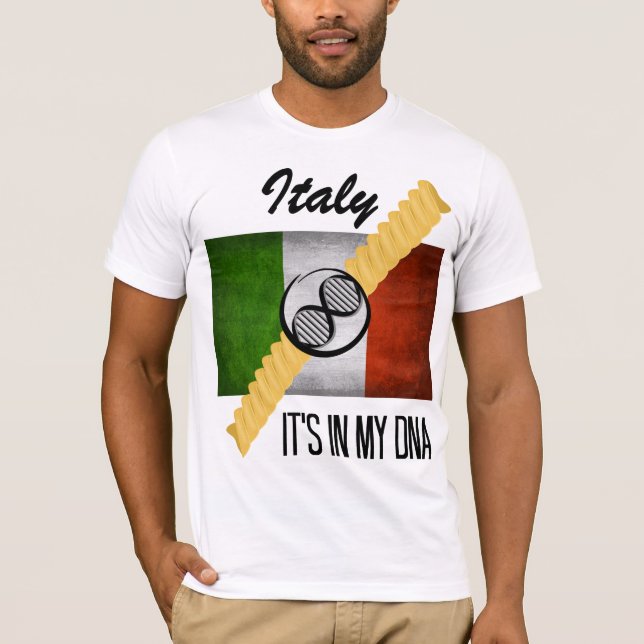 Italy It's in My DNA Molecule Italian Flag Rotini T-Shirt (Front)