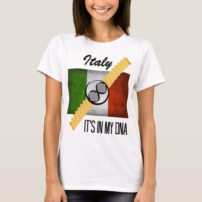 Italy It's in My DNA Molecule Italian Flag Rotini T-Shirt (Front)