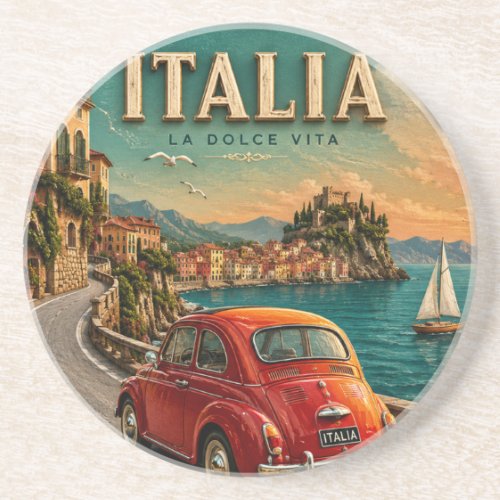 Italy La Dolce Vita Vintage Coastal Mediterranean  Coaster