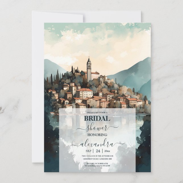 Italy Lake Como Destination Bridal Shower Invitation (Front)