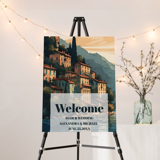 Italy Lake Como Destination Wedding Foam Board (In Situ (Stand))