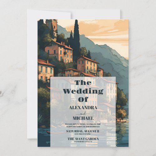 Italy Lake Como Destination Wedding Invitation