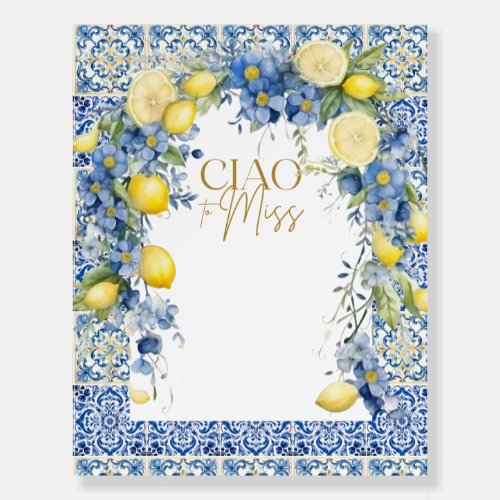 Italy Lemon Blue Tiles Bridal Shower Ciao To Miss Foam Board