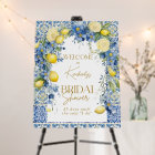 Italy Lemon Blue Tiles Bridal Shower Welcome Sign