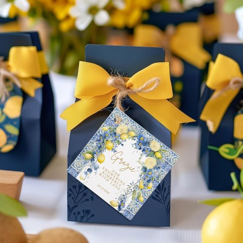 Italy Lemon Blue Tiles Grazie Bridal Shower Favor Tags