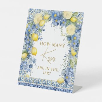 Italy Lemon Blue Tiles How Many Kisses Sign by rusticwedding at Zazzle